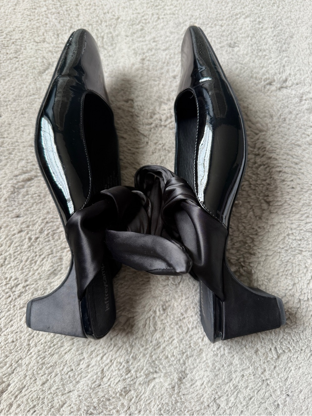 Jeffrey Campbell "Jenae-Tie" Black Patent & Satin Mules - Size 11 - Picture 10 of 11